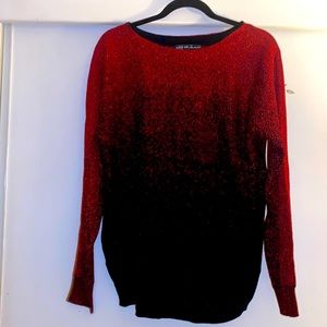 Sparkly Red and black ombré long sleeve sweater. Size Medium